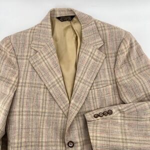 Vintage Anthony Quiller J. Riggins Plaid Blazer Wool 70s British Style USA Made‎